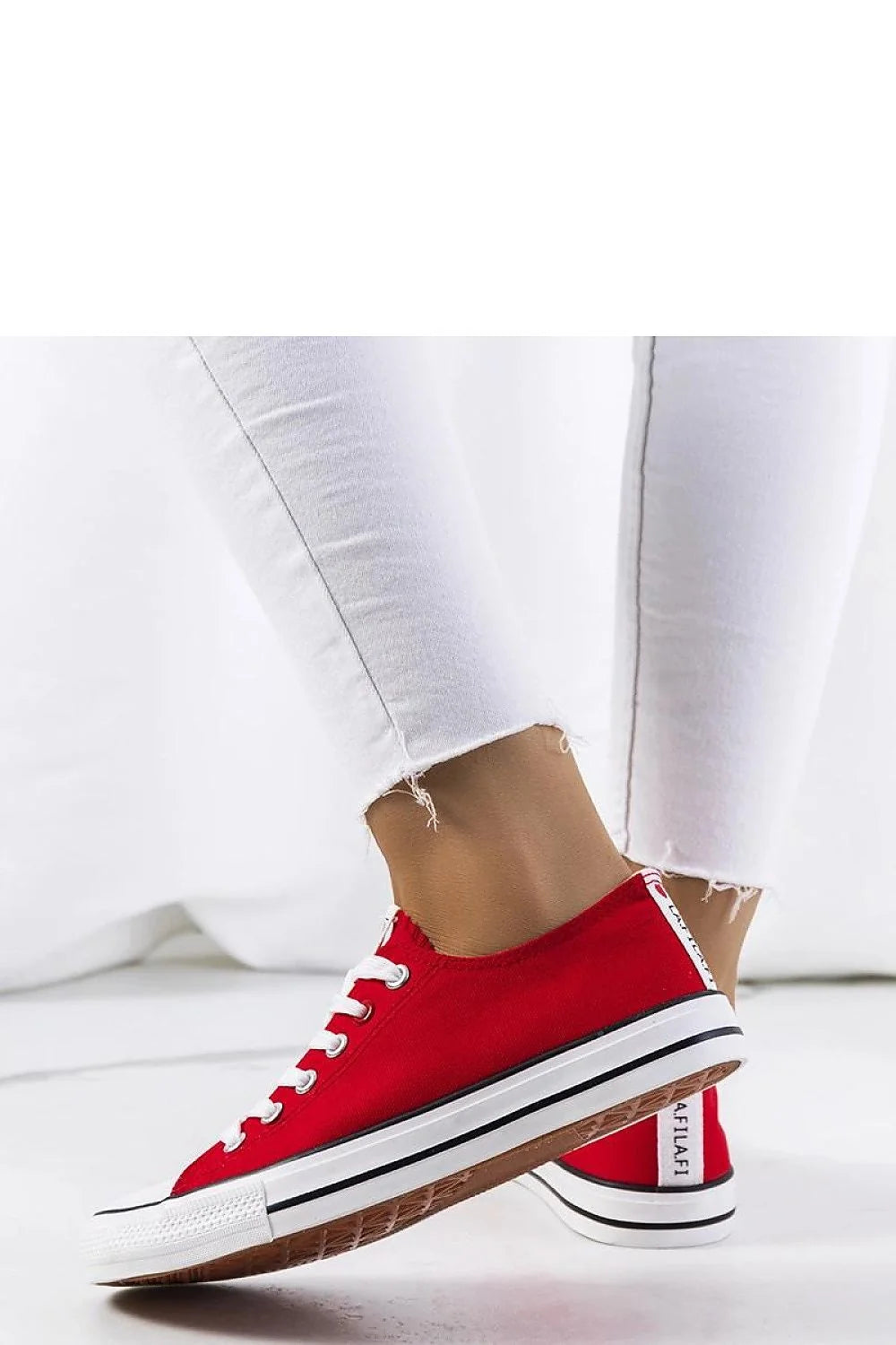 Baskets Kolind pour femmes classique intemporel baskets basses design urbain style casual semelle caoutchouc rouge vif blancs lacets femme