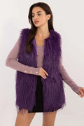Gilet en fausse fourrure pour femme, style audacieux, couleur violette, coupe droite, sans manches, doublure intérieure, occasion polyvalente, mode élégante