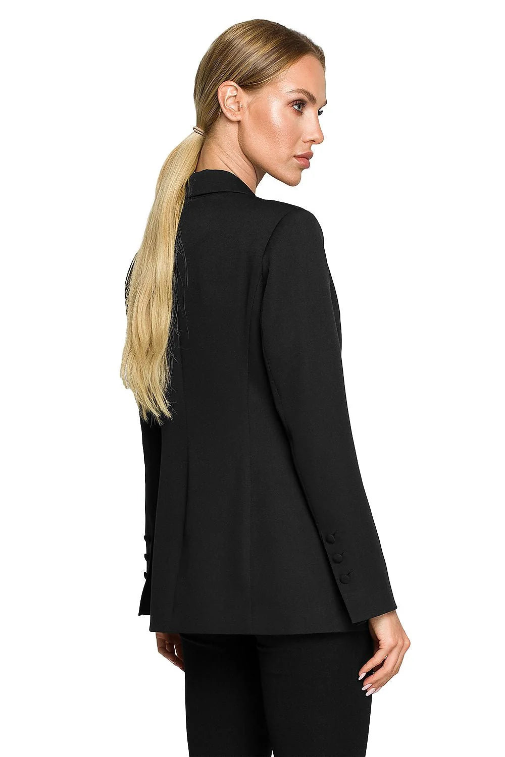 Blazer femme élégant vert éclatant coupe ajustée épaulettes discrètes poches rabat tissu de qualité polyester élasthanne