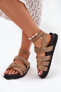 Sandales femmes style moderne en suédine écologique plateforme fermeture Velcro bracelet cheville coquillages confort élégance été mode sandales bohème cuir synthétique antidérapant sandales ajustables