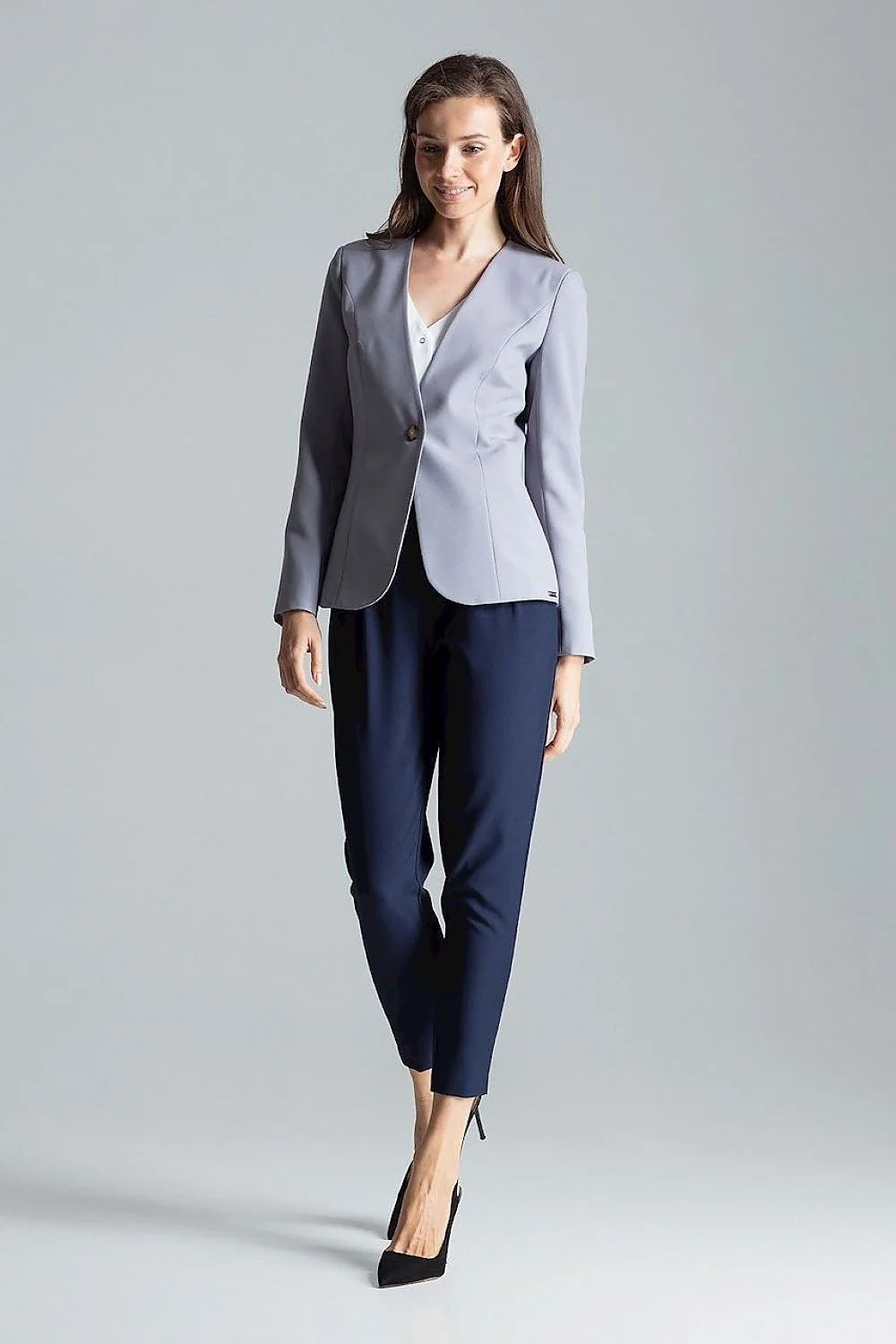 Veste tailleur femme rouge polyester élasthanne élégante ajustée manches longues professionnelle réunions formelles