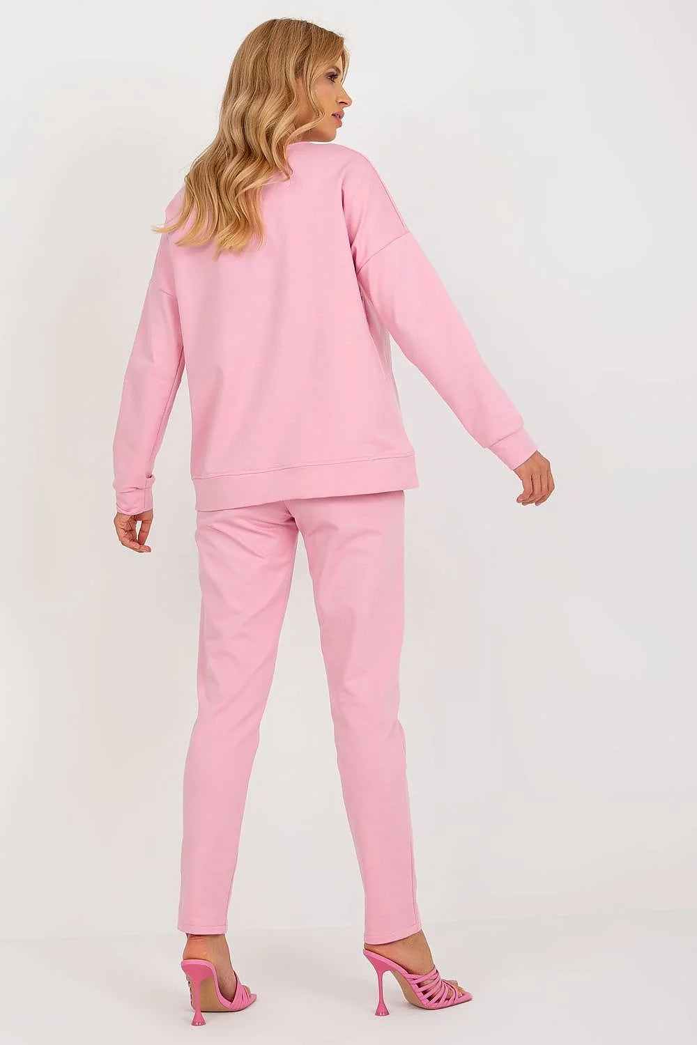 Ensemble Lakerta pour femme, sweat-shirt et pantalon rose clair, style moderne et confortable