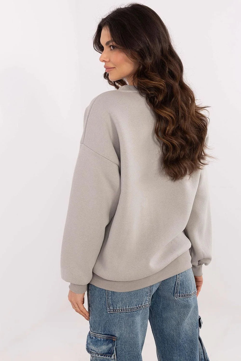 Sweatshirt Femme Universitaire HARVARD Blanc Gris Clair Coton Polyester Confort Style Sportif Manches Longues Col Rond Durable Polyvalent
