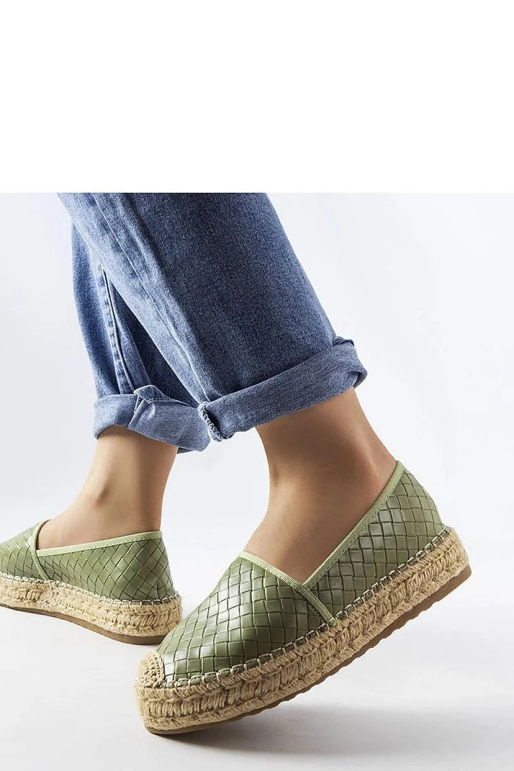 Esparadrille Solea pour femme vert tissé été confortable style élégant chaussure décontractée tige basse coupe arrondie Geoffrey