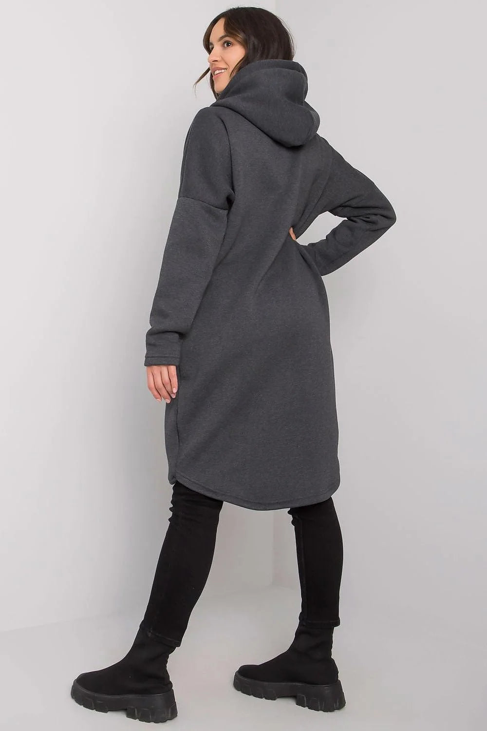 Sweatshirt Relevance pour femme moderne long asymétrique coton élasthanne casual urban style manches longues