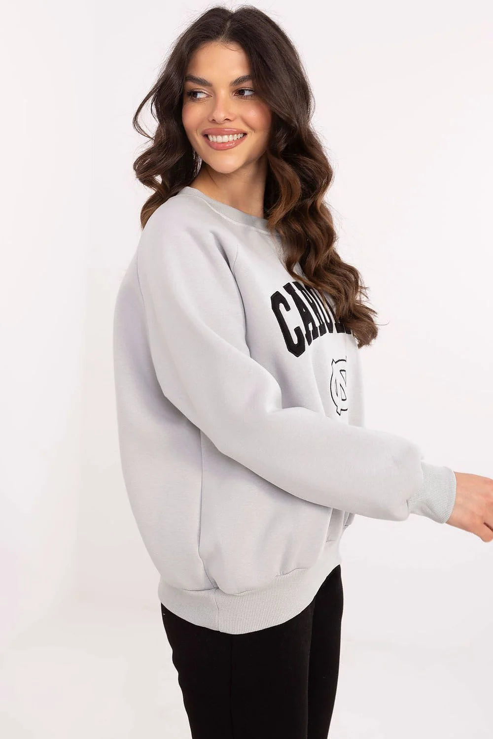 Sweatshirt femme Carolina NC logo large loose fit raglan manches longues tissu doux style casual