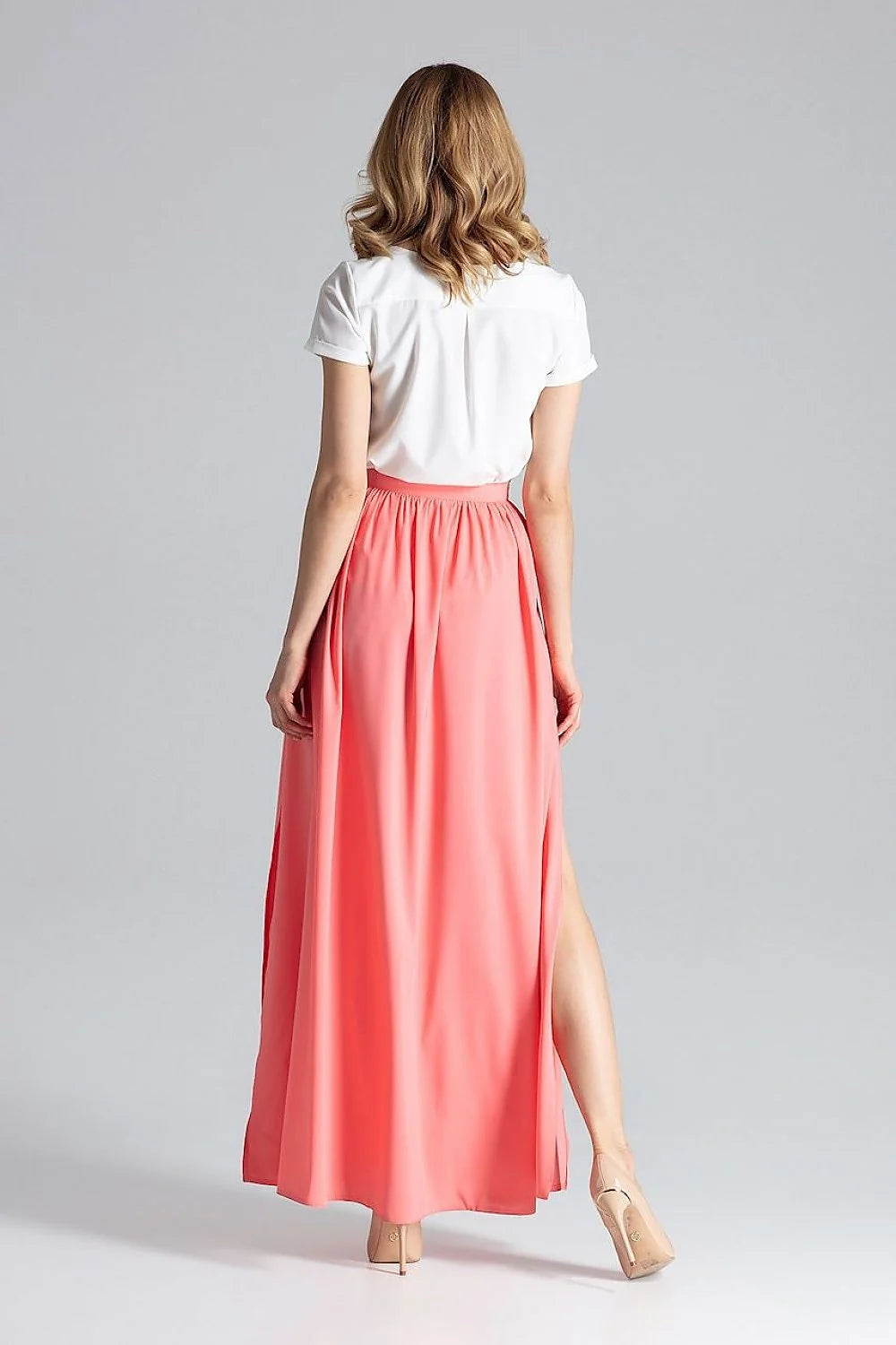 Jupe longue imprimée Figl en polyester élasthanne taille élastique fentes latérales style naturel pour femmes