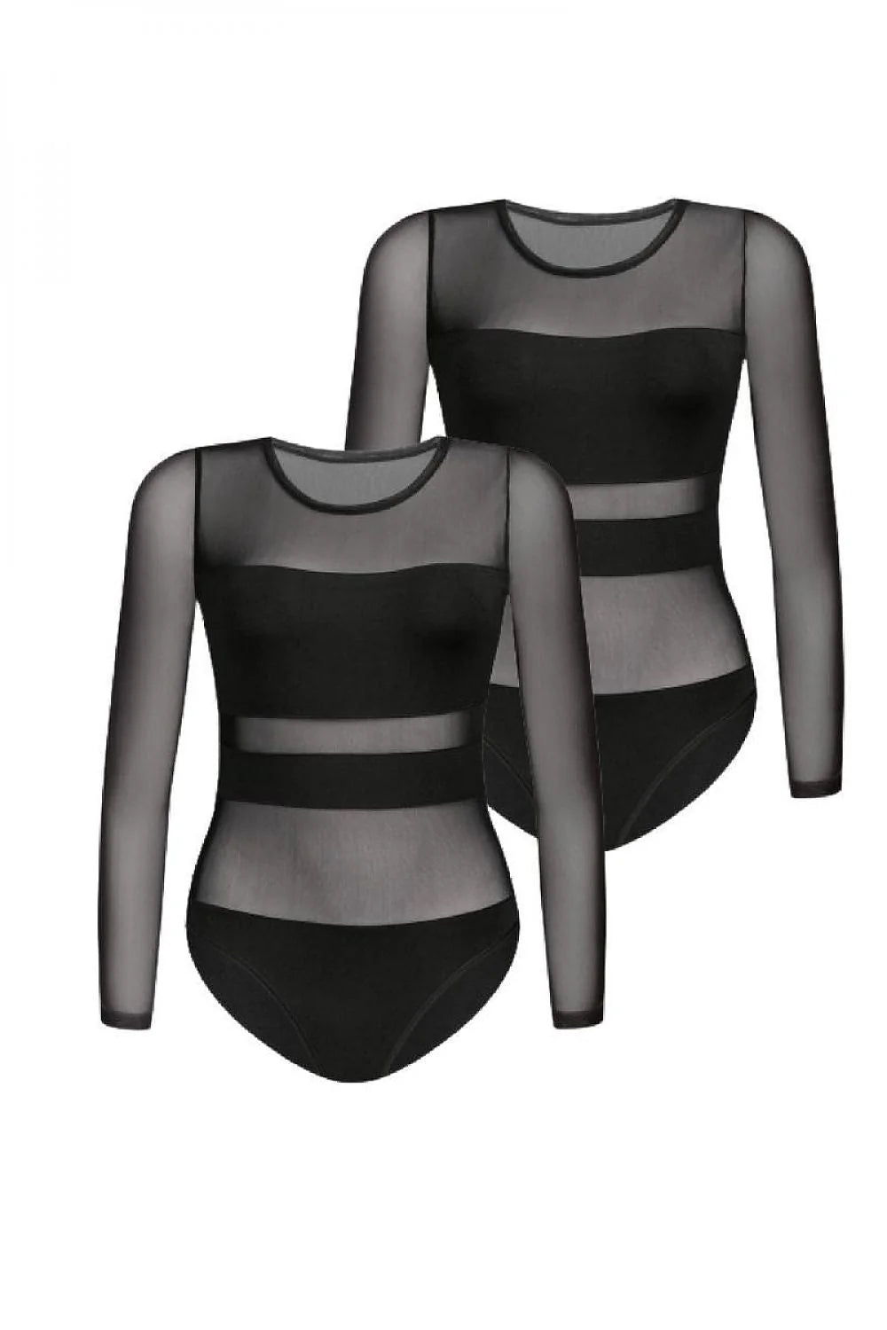 Body sexy féminin en viscose transparent opaque manches longues silhouette structurée corset élégant lingerie ajustée femme
