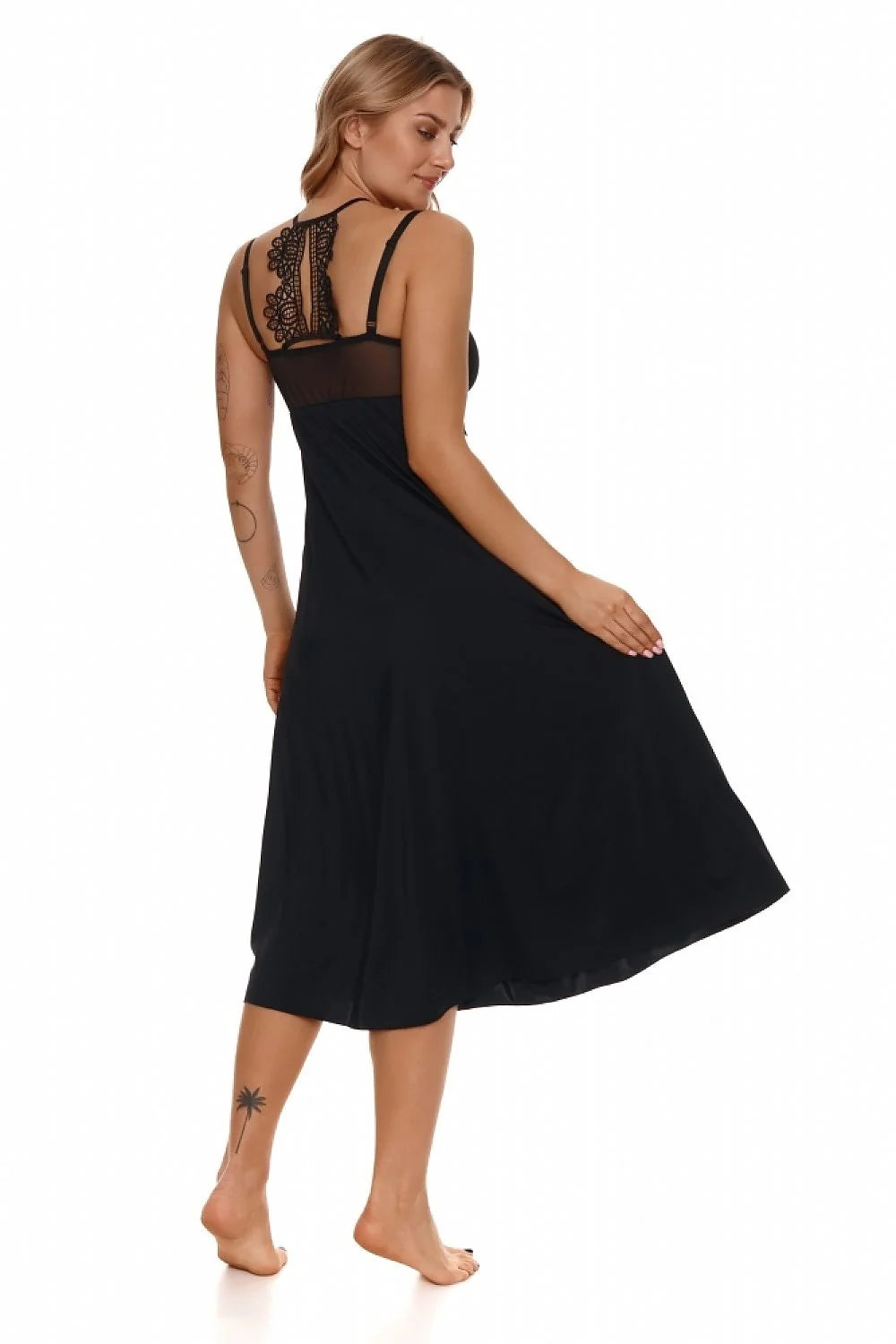Nuisette sexy Lupo Line en dentelle noire manches courtes buste large taille ajustable robe élégante pour soirées