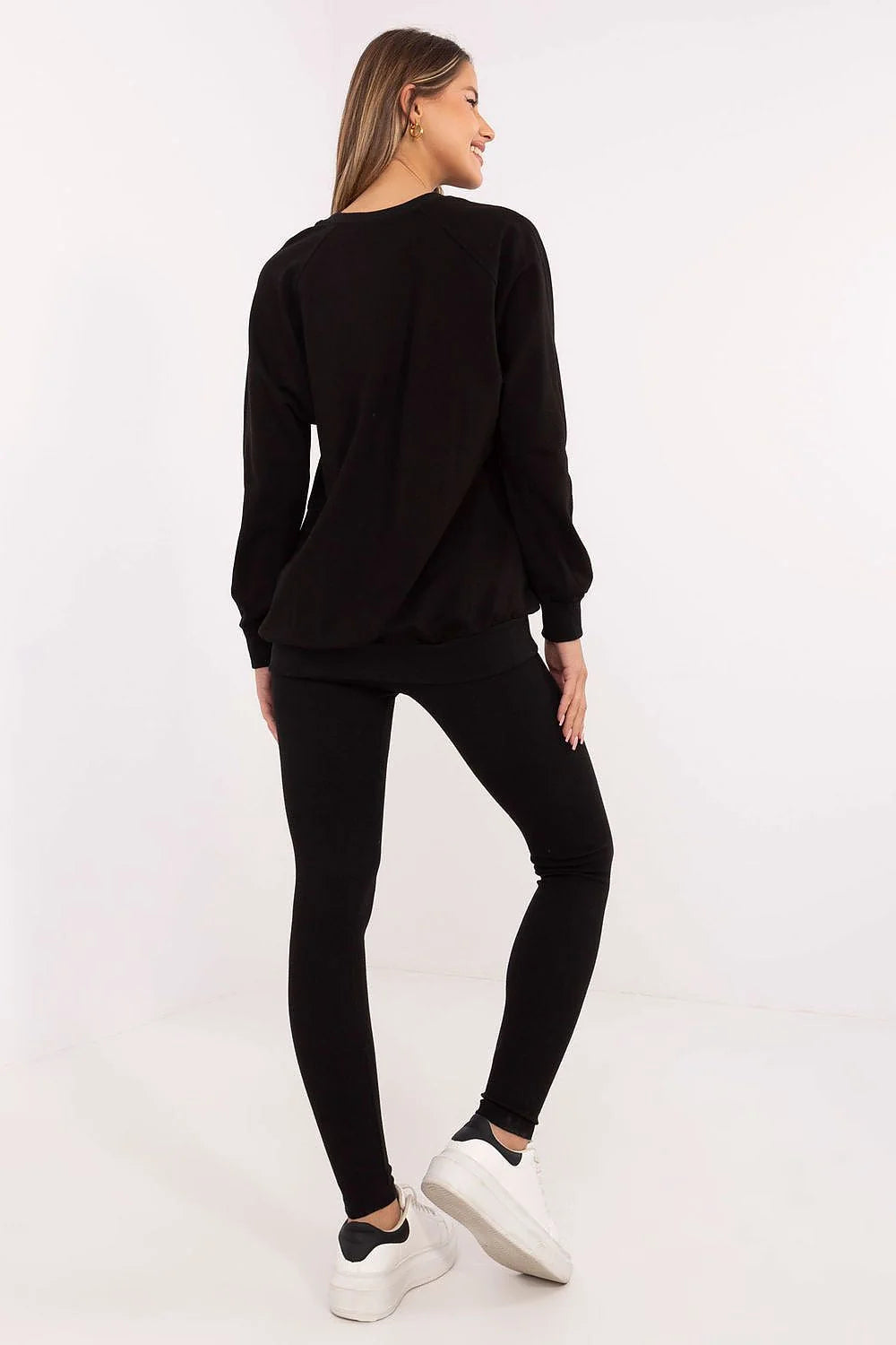 Ensemble sportif pour femme noir avec motif multicolore Miami Sports sweatshirt et leggings ajustés