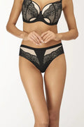 Ensemble de lingerie féminine élégant en dentelle noire motifs floraux soutien-gorge à armatures culotte basse