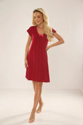 Chemise de nuit De Lafense en viscose douce manches courtes style élégant rouge profond coupe évasée occasion formelle
