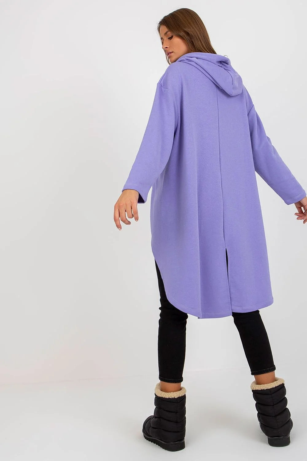 Sweatshirt Fancy femme oversize asymétrique capuche longues manches coton élasthanne parme lavande Chicago College League