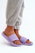 Sandales pour femmes style décontracté modernes en caoutchouc couleur violet pastel logo en relief occasions plage piscine promenades quotidiennes confort durabilité