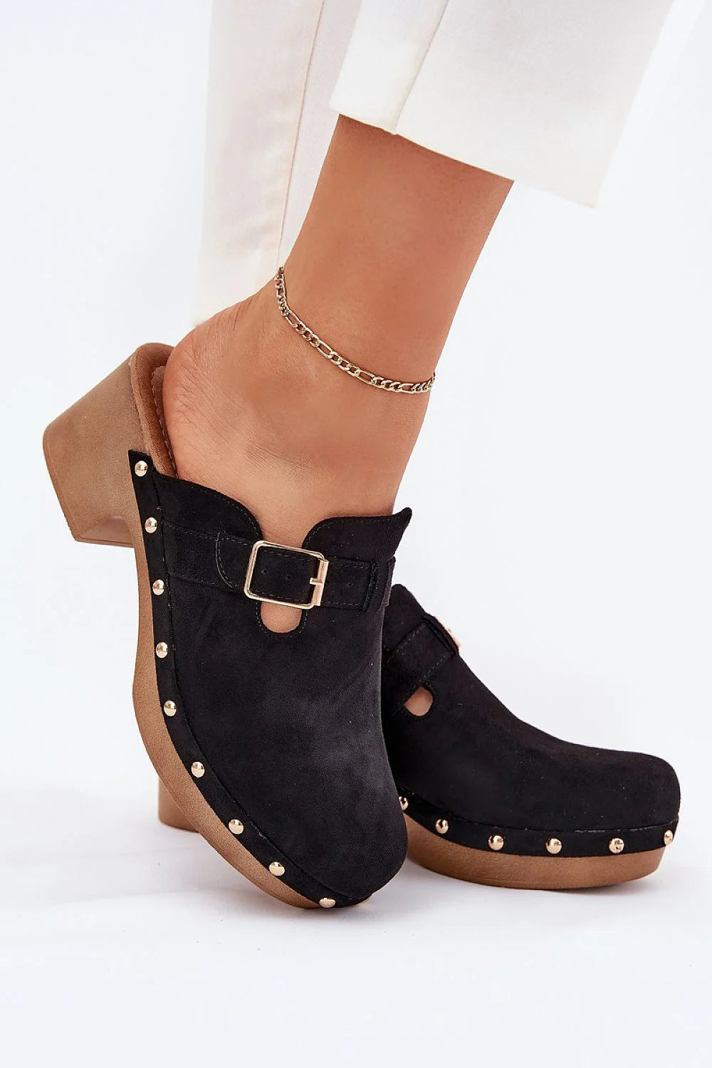 Clacquettes Step in Style Femme Suedé Écologique Talon Bloc Boucle Dorée Clous Décoratifs Confort Journée Occasions Diverses Tailles 36-40