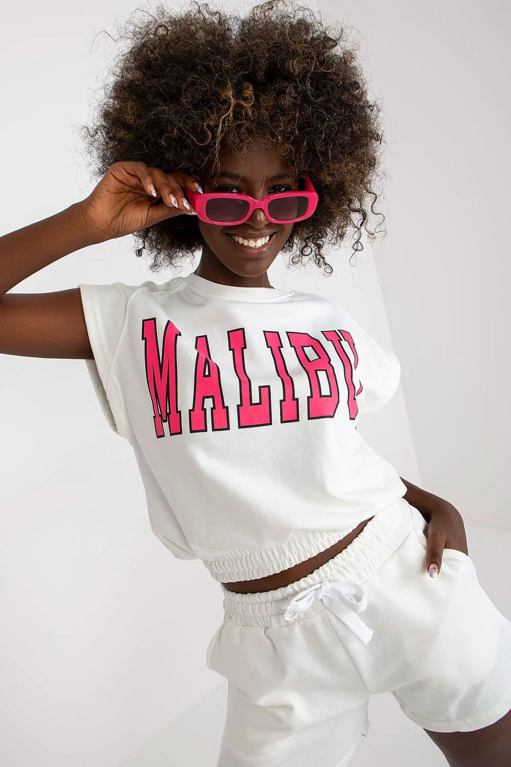 Ensemble décontracté pour femme avec haut sans manches et short assorti MALIBU orange vif coton polyester
