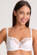 Soutien-gorge Semi-soft Gaia élégance confort dentelle blanche floral broderie ajustables dos fermeture femme lingerie occasion spéciale