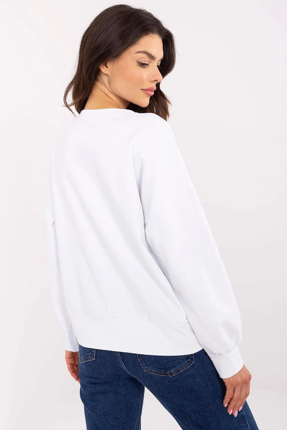Sweatshirt capuche femme blanc imprimé CHÉRIE rouge oversize jersey doux coton élasthanne manches longues poignets côtelés ourlet hanches