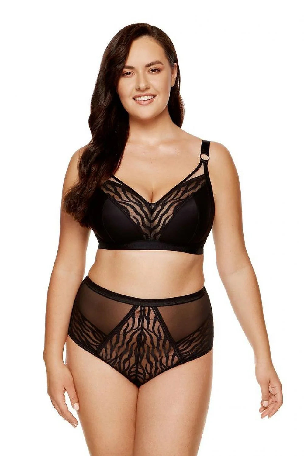Ensemble de lingerie féminine soutien-gorge sans armature dentelle noire tulle高腰 culotte femme mode intemporelle élégance sexy