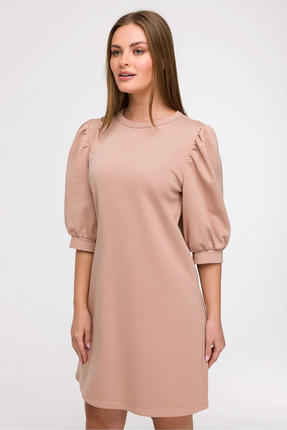 Robe de jour Be Wear élégante coupe ample manches 3/4 col rond genou longueur vacances ville Pologne