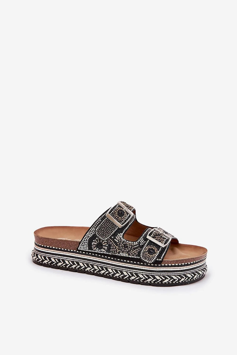 Sandales femmes style ethnique motifs floraux broderies perles semelles compensées plateforme 4 cm cuir suédé écolo boho-chic été