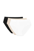 pack trois strings beige noir blanc coton 95 elasthanne 5 jersey extensible ceinture elastique plate coupe bikini mihaute certifie oekotex