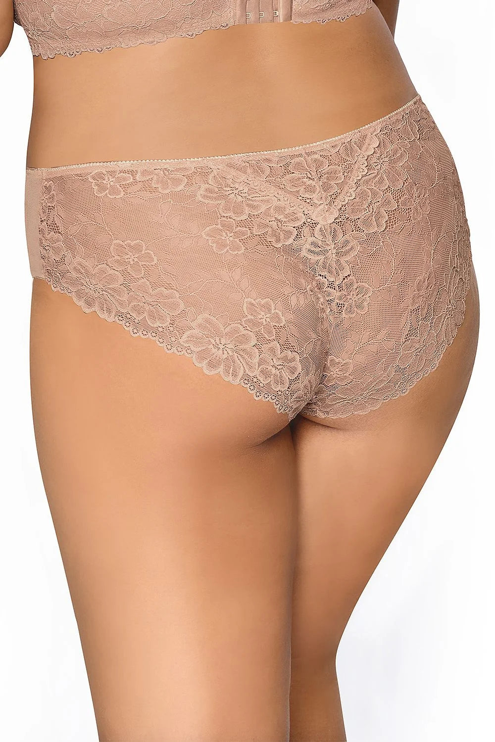 ensemble lingerie féminine nude dentelle florale soutien gorge balconnet culotte mi haute microfibre douce élasthanne confortable maintien armatures noeud satiné