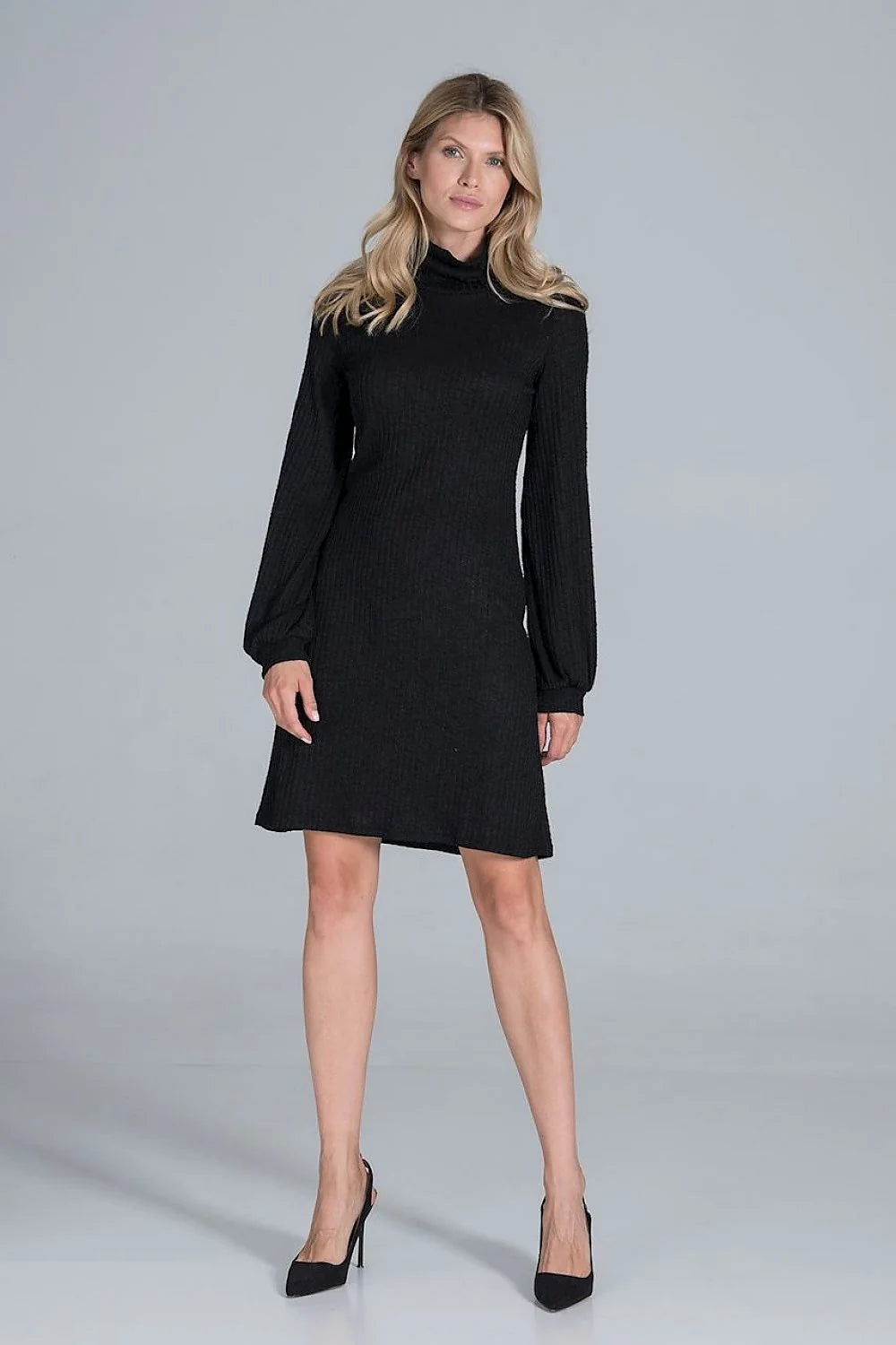 Robe bordeaux en maille côtelée élégante casual manches longues style chic pour femmes modernes