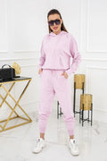 Ensemble survêtement féminin Vittoria Ventini rose pastel sweat à capuche pantalon fuselé
