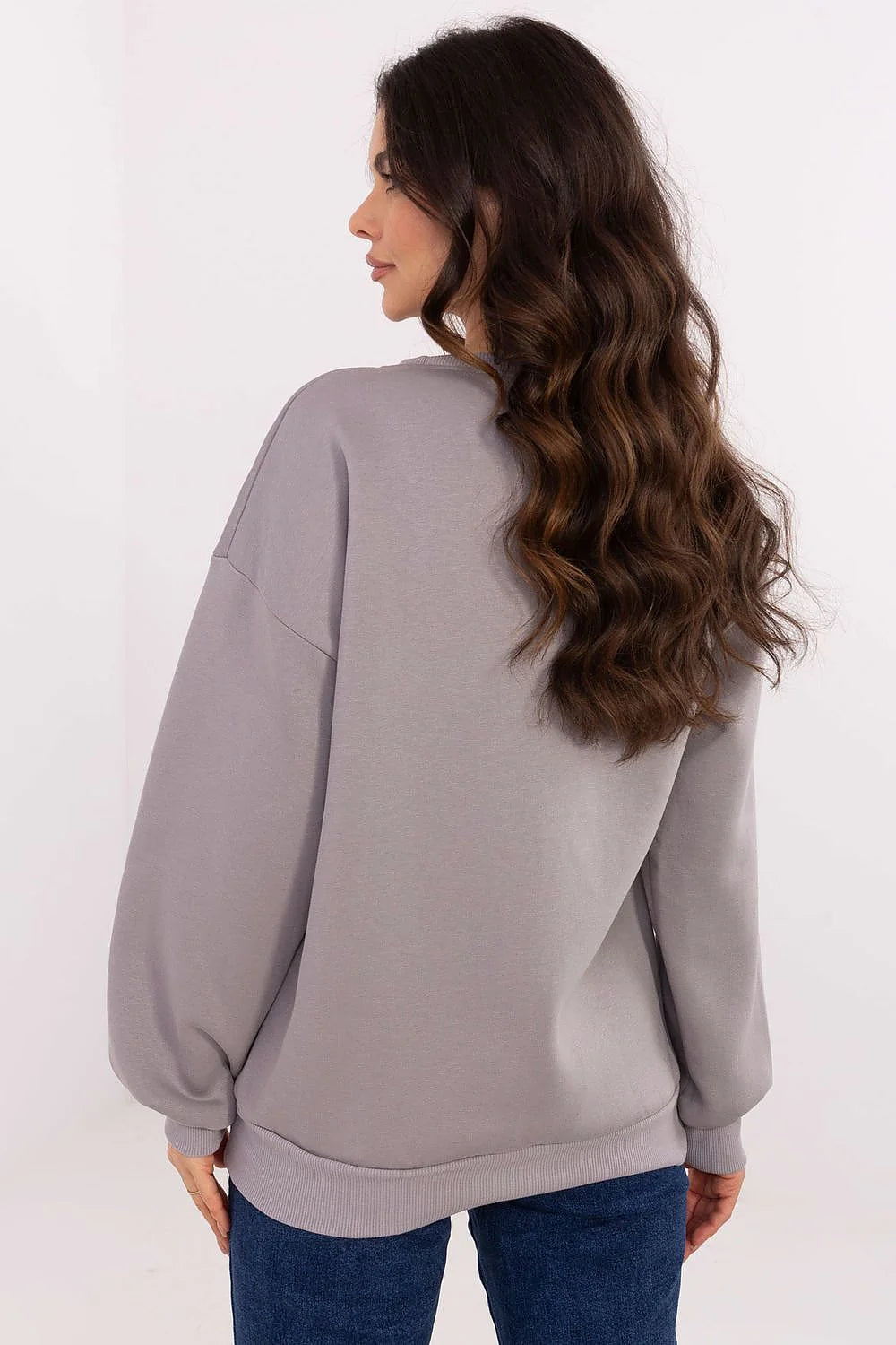 Sweatshirt femme style universitaire Boston coton polyester qualité supérieure coupe ample manches longues épaules décontractées print universitaire