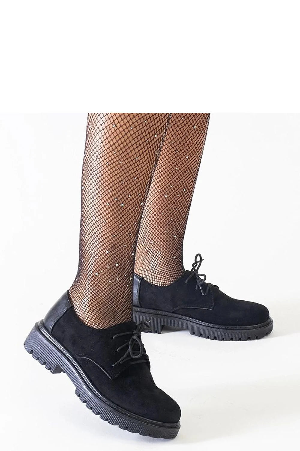 Chaussures basses femme Derby moderne cuir suédé noir semelle caoutchouc confortable occasionnels formels élégance