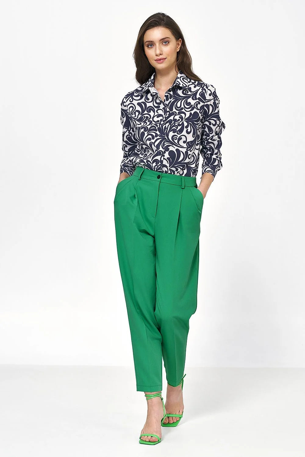 Pantalon femme Nife, ballon taille haute, viscose, poches latérales, style élégant, occasion professionnelle, tenue habillée