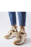 Chaussures de sport Solea femmes style moderne montantes beige marron mesh cuir synthétique ventilation semelle crantée lacets élastique