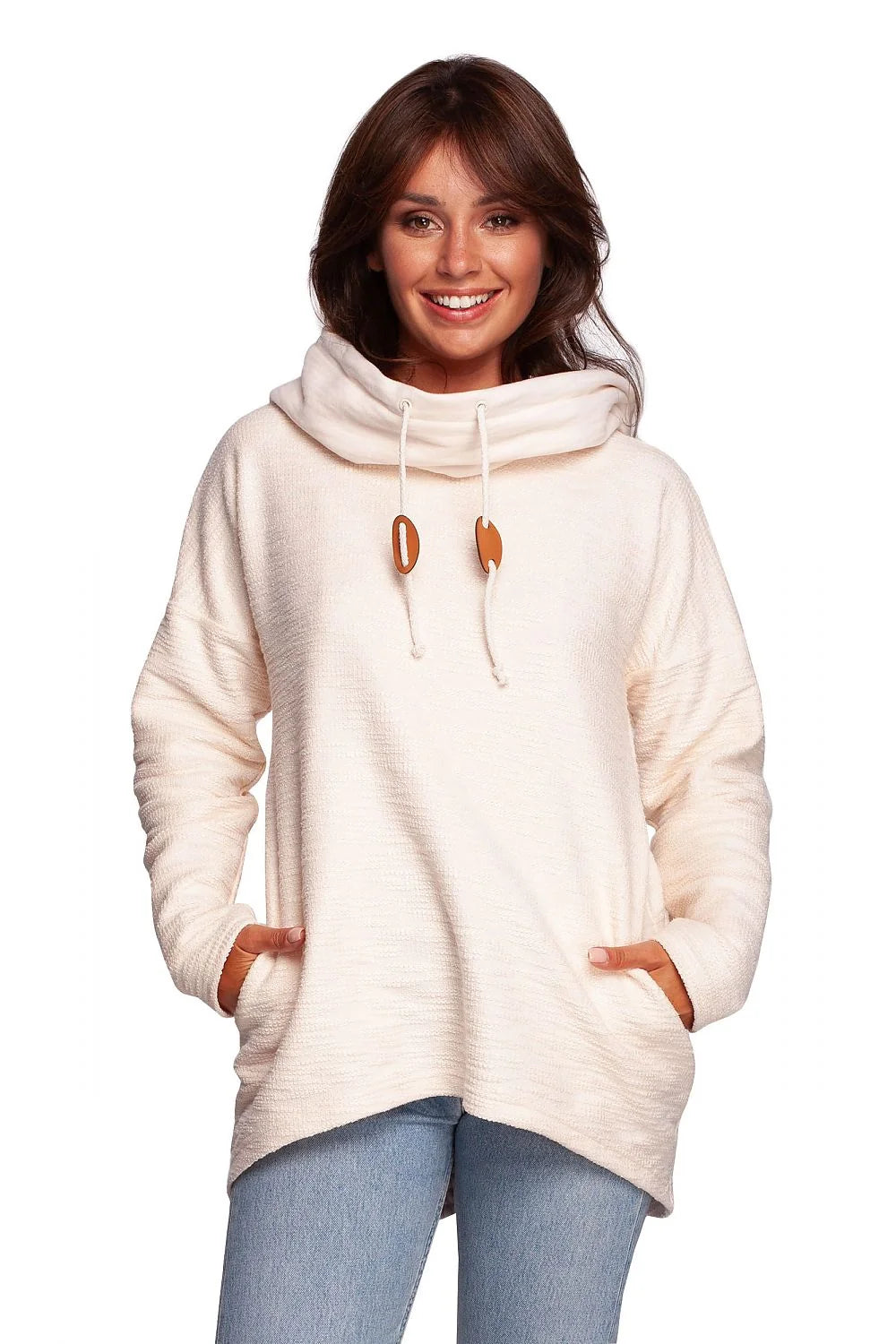 Sweatshirt Be Wear pour femme confort style décontracté design minimaliste couleur crème matériau doux