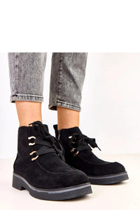bottines femme cheville suède noir bout rond couture mocassin fermeture éclair latérale semelle plateforme crantée talon bloc bas