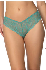culotte brésilienne femme émeraude dentelle stretch floral brodée festonnée transparente légère extensible maintien discrète doublure intime confortable invisible
