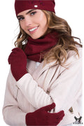 Ensemble hivernal complet pour femmes écharpe bonnet gants manteau en laine couleur bordeaux beige style élégant winter set
