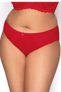 Culotte de lingerie sexy rouge microfibre dentelle floral motif noeud satin taille ajustable coupe classique échancrée élégante confortable femme