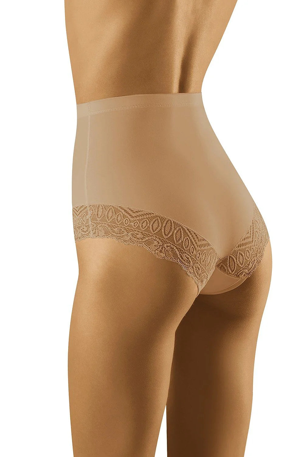 Culotte gainante taille haute en dentelle noire élégante florale ajourée maintien doux ventre plat
