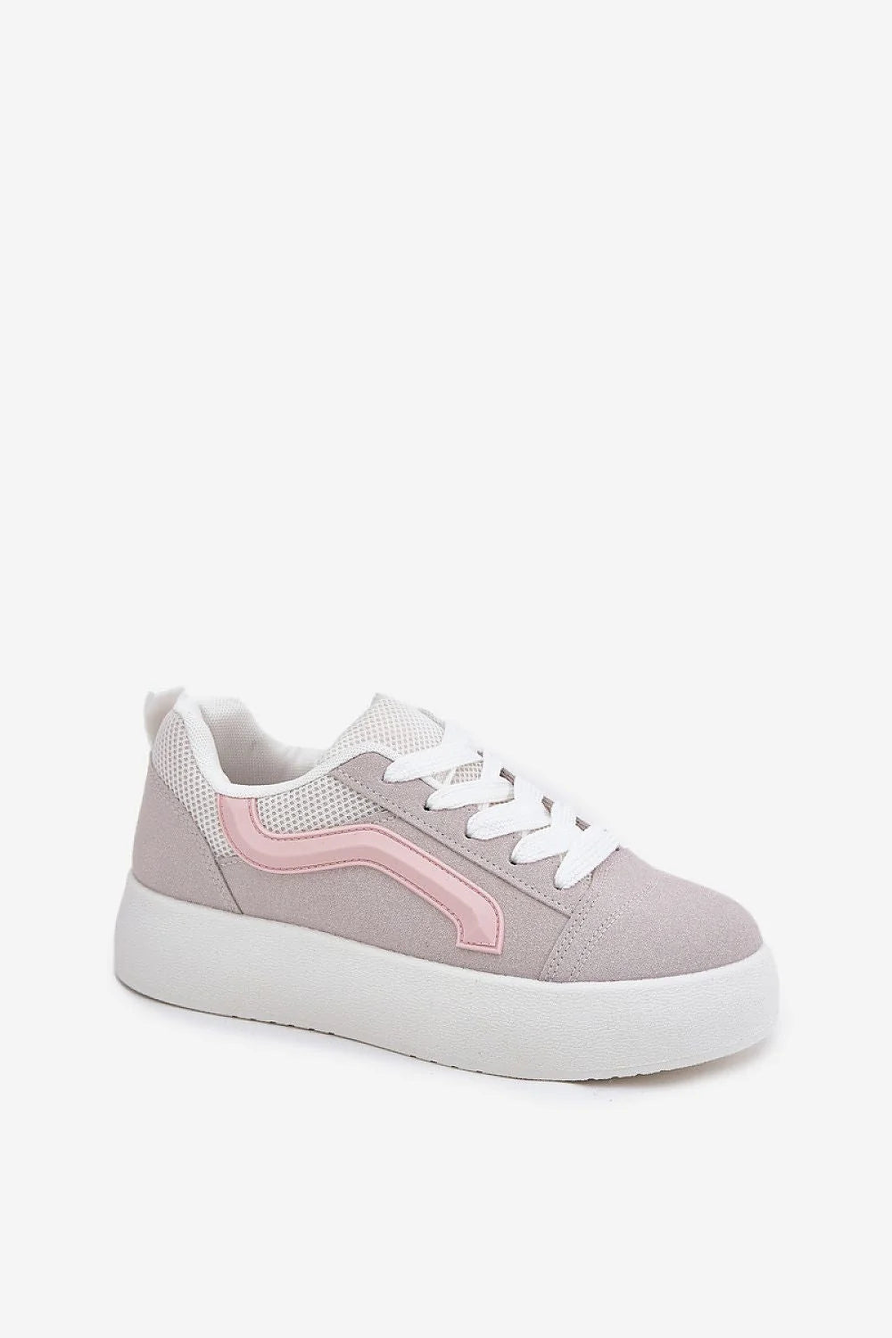 Chaussures de sport plates femmes Step in style, design moderne, confort maximal, style urbain, cuir synthétique, beige, rose, laces blanches