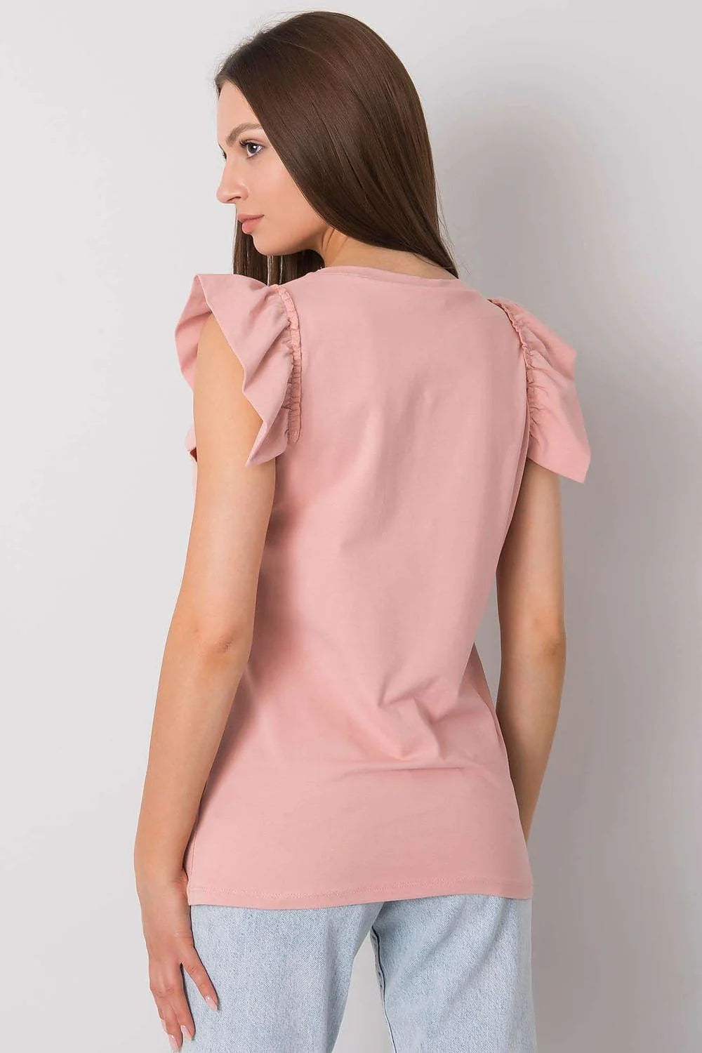 Top mode femme sans manches en coton graphique Ready to Travel ruffle neckline pastel yellow casual chic