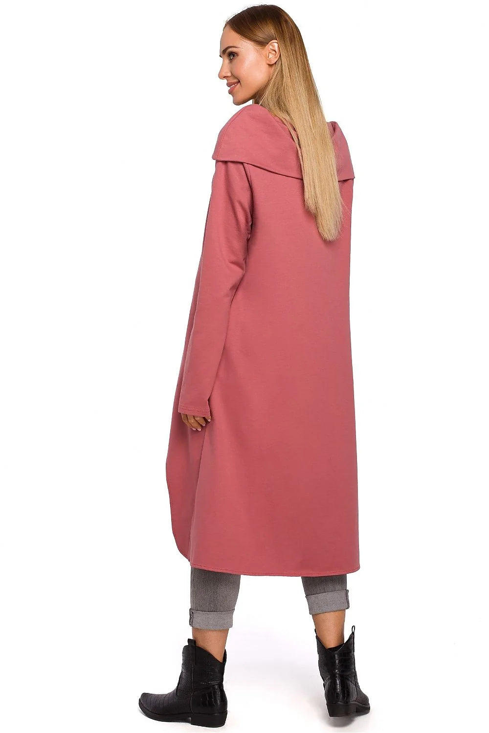 Tunique en Coton Gris Clair Asymétrique Ample Col Roulé Mode Décontractée Élégante Confortable Femme