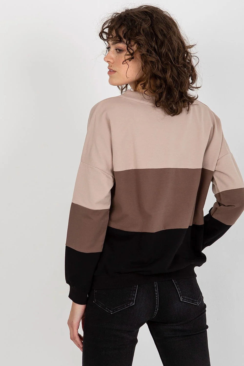 Sweatshirt femme Rue Paris manches longues en V blocs de couleur coton élasthanne confortable taille S M L XL