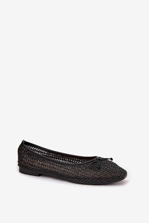 ballerines femme tressées ajourées noires bout pointu nœud décoratif empeigne maille semelle plate simili cuir confortable respirantes maintien casualchic printemps