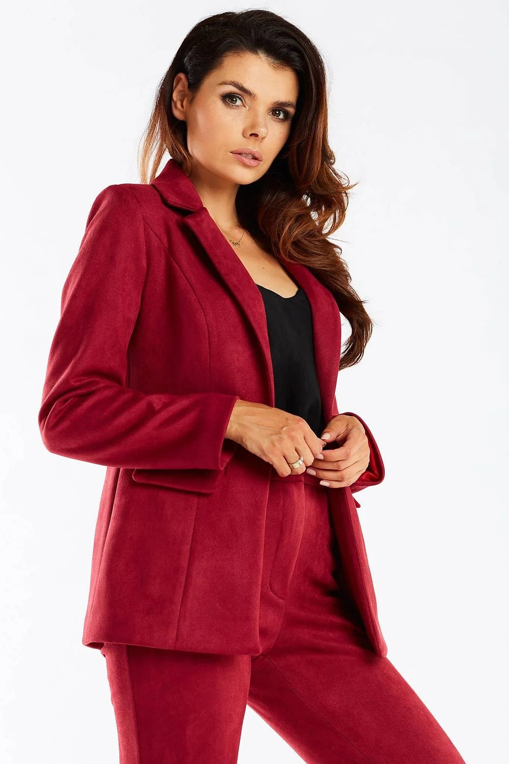 Blazer femme élégant coupe structurée style classique bouton doré col châle polyester élasthanne taille ajustable veste professionnelle