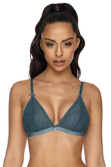 Soutien-gorge dentelle bleu-gris romantique sans armature confortable ajustable pour femmes élégantes et sensuelles