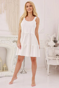 chemise nuit Halka Fulha viscose élasthanne fluide légère blanche bretelles larges coupe évasée courte nœuds décoratifs bohème romantique confortable