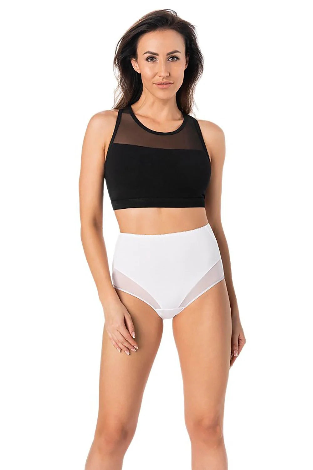 Ensemble de culottes pour femme en noir, blanc et beige, taille haute, maille d'anticipation, confort et style, idéal pour le quotidien