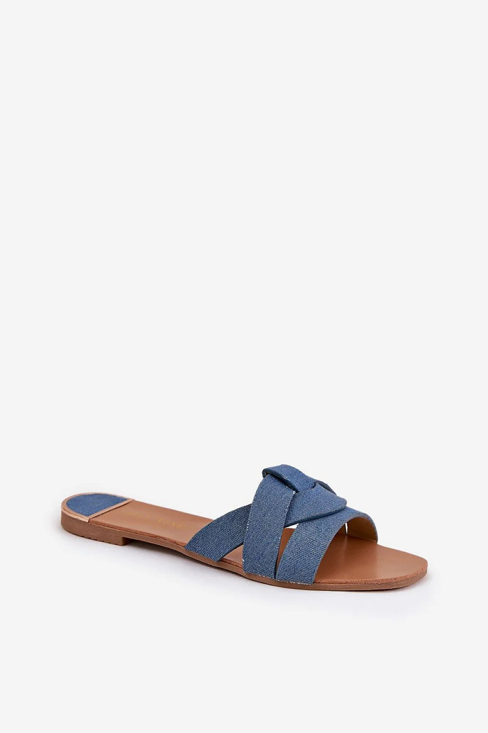 Sandales plates femmes tissu denim design moderne style décontracté semelle cuir artificiel talon 1 cm