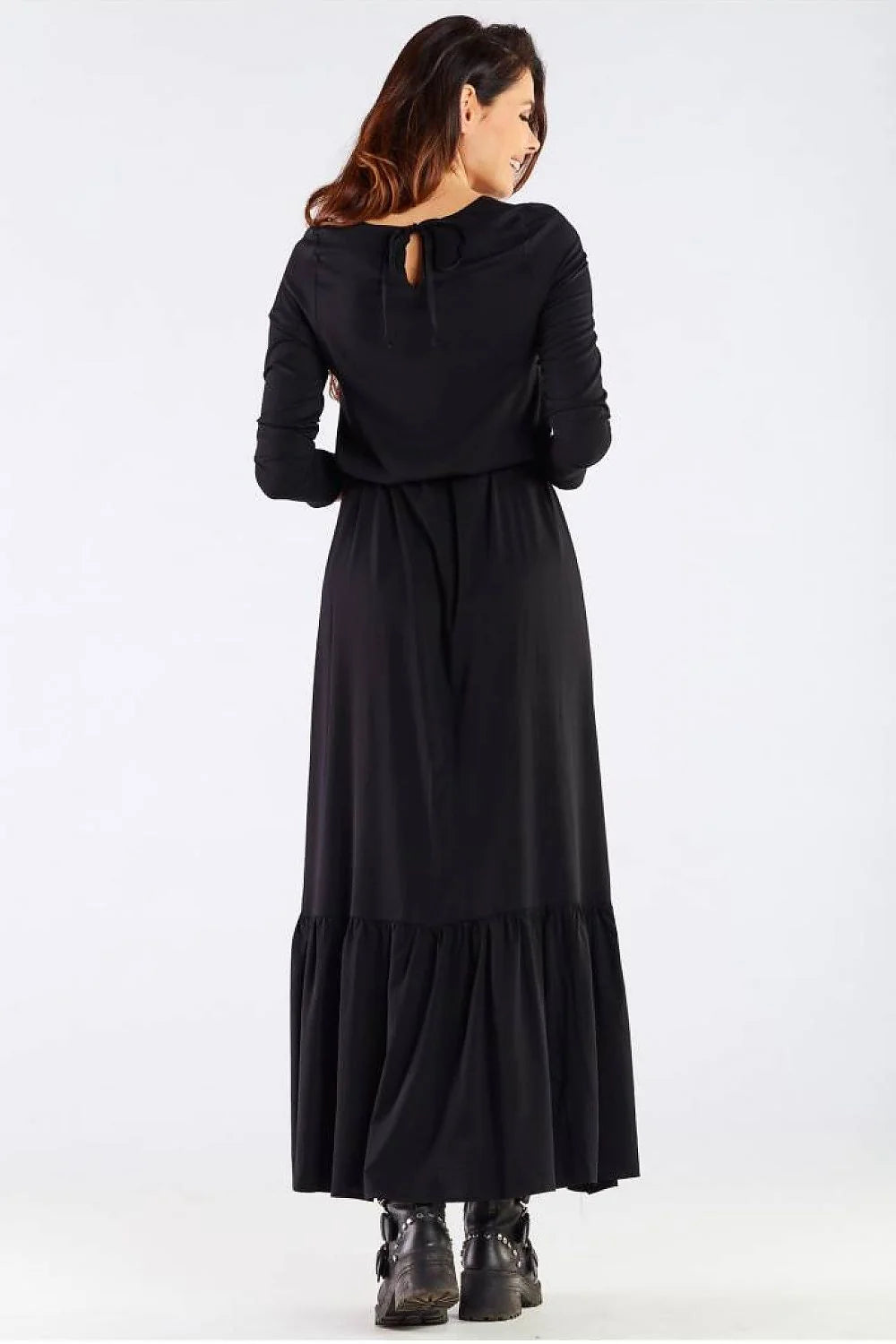 Robe longue viscose framboise élégante manches longues ceinture ajustable fluide décontractée soirée féminine moderne